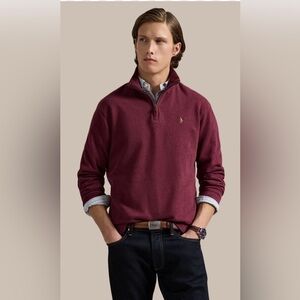 Ralph Lauren Maroon Quarter-Zip Polo Sweater-XL